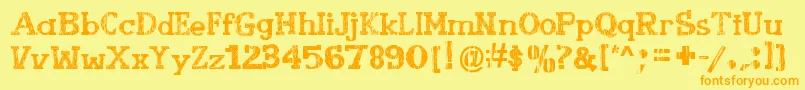 BookletCordelフォントについての詳細 フォントBookletCordel – オレンジの文字が黄色の背景にあります。