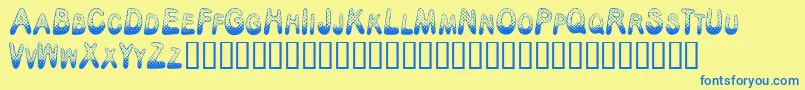 PoisonDots-Schriftart – Blaue Schriften auf gelbem Hintergrund