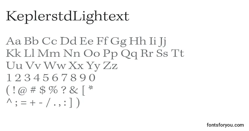 A fonte KeplerstdLightext – alfabeto, números, caracteres especiais