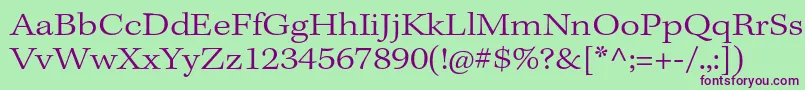 KeplerstdLightext-fontti – violetit fontit vihreällä taustalla