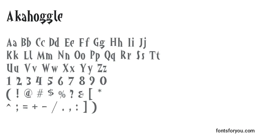 Schriftart Akahoggle (92762) – Alphabet, Zahlen, spezielle Symbole