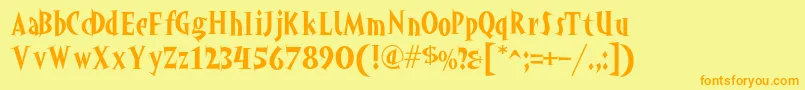 Akahoggle-Schriftart – Orangefarbene Schriften auf gelbem Hintergrund