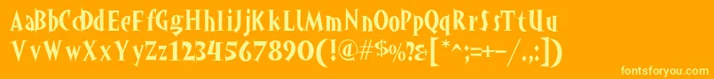 Akahoggle-Schriftart – Gelbe Schriften auf orangefarbenem Hintergrund