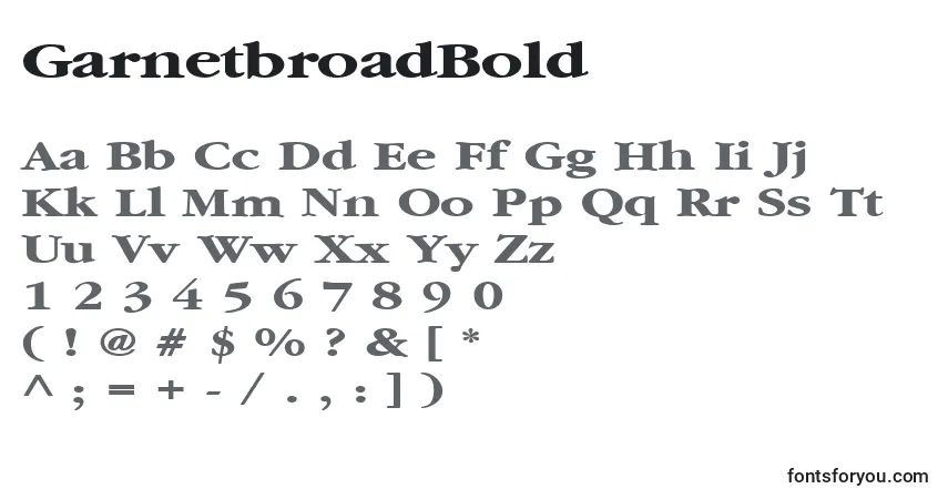 Шрифт GarnetbroadBold – алфавит, цифры, специальные символы