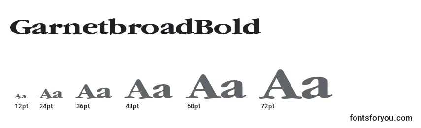 GarnetbroadBold Font Sizes