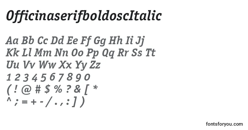 Schriftart OfficinaserifboldoscItalic – Alphabet, Zahlen, spezielle Symbole