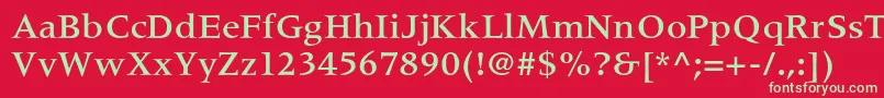 フォントMeridienltstdMedium – 赤い背景に緑の文字