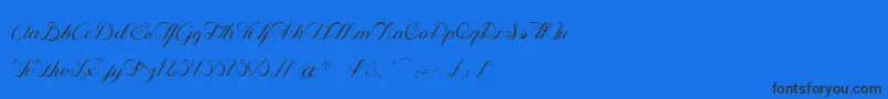 OpheliaScriptLight Font – Black Fonts on Blue Background