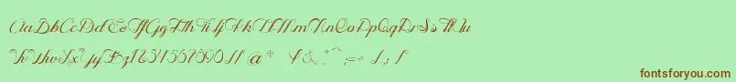 OpheliaScriptLight Font – Brown Fonts on Green Background