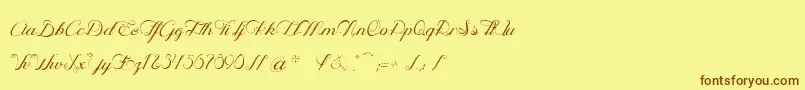 OpheliaScriptLight Font – Brown Fonts on Yellow Background