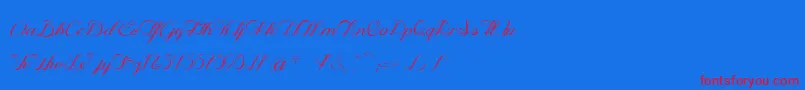 OpheliaScriptLight Font – Red Fonts on Blue Background