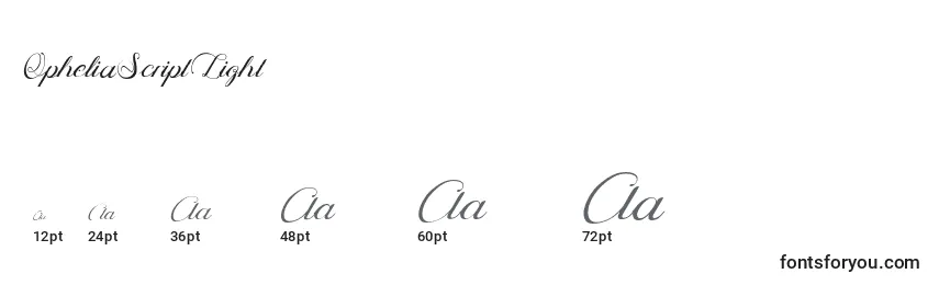 OpheliaScriptLight Font Sizes