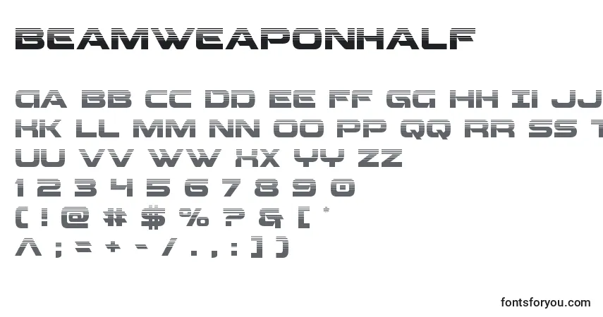 Шрифт Beamweaponhalf – алфавит, цифры, специальные символы