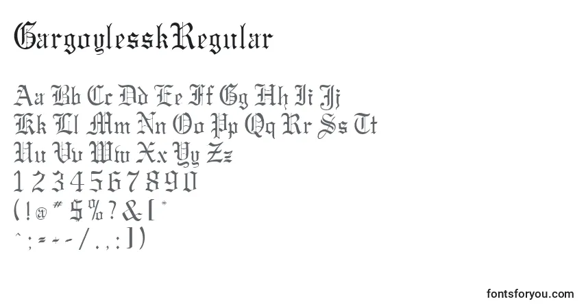 GargoylesskRegular Font – alphabet, numbers, special characters
