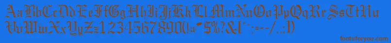 GargoylesskRegular-Schriftart – Braune Schriften auf blauem Hintergrund