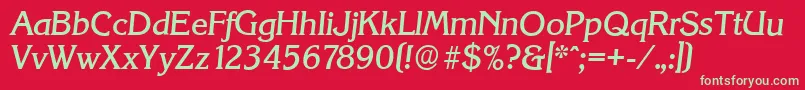 フォントKorinthserialMediumItalic – 赤い背景に緑の文字