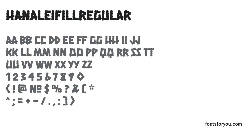 A fonte HanaleifillRegular – alfabeto, números, caracteres especiais