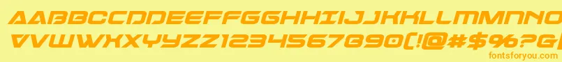 フォントDameronboldital – オレンジの文字が黄色の背景にあります。