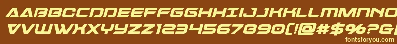 Dameronboldital-Schriftart – Gelbe Schriften auf braunem Hintergrund