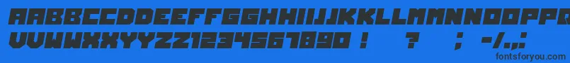 OwnersItalic-Schriftart – Schwarze Schriften auf blauem Hintergrund