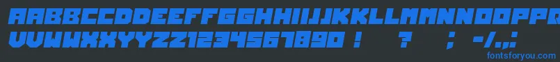 OwnersItalic-Schriftart – Blaue Schriften auf schwarzem Hintergrund
