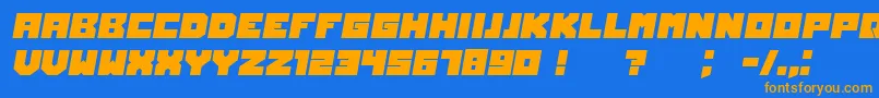 OwnersItalic-Schriftart – Orangefarbene Schriften auf blauem Hintergrund