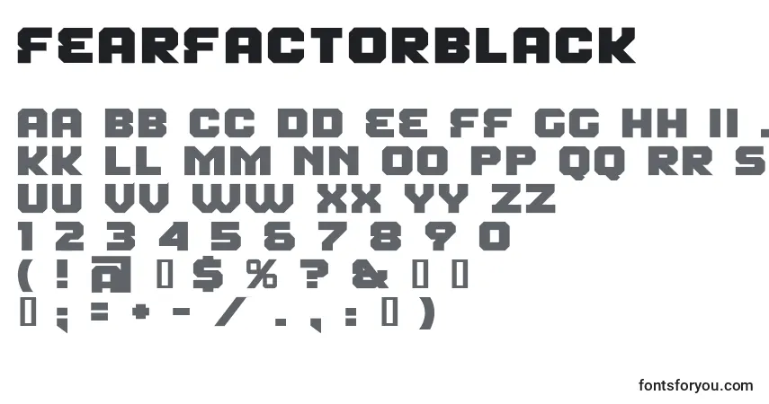 Schriftart FearFactorBlack – Alphabet, Zahlen, spezielle Symbole