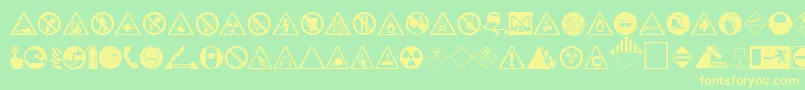HazardRegular-Schriftart – Gelbe Schriften auf grünem Hintergrund