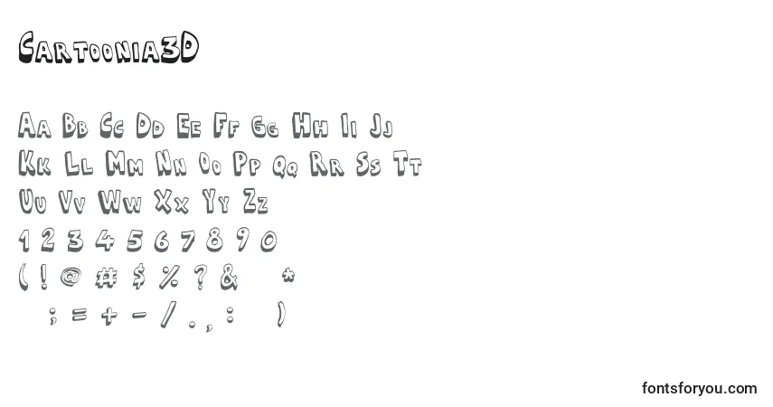 A fonte Cartoonia3D – alfabeto, números, caracteres especiais