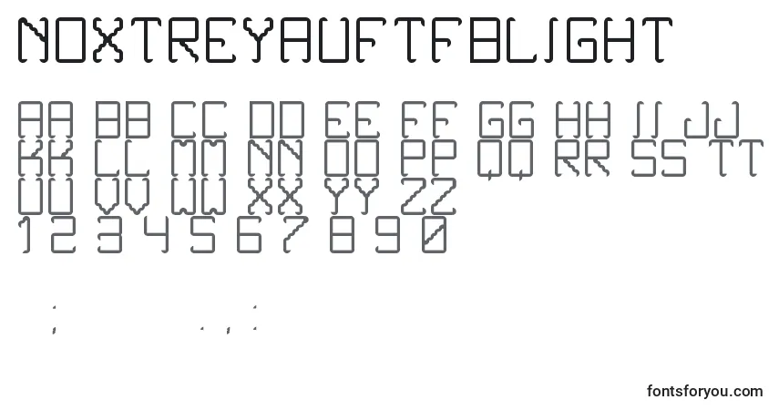 Schriftart NoxtreyAufTfbLight – Alphabet, Zahlen, spezielle Symbole