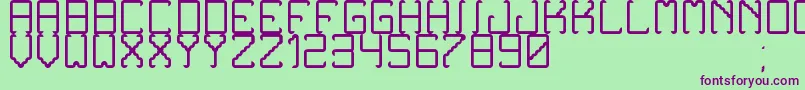 NoxtreyAufTfbLight-fontti – violetit fontit vihreällä taustalla