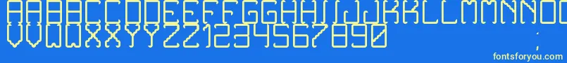 NoxtreyAufTfbLight-fontti – keltaiset fontit sinisellä taustalla