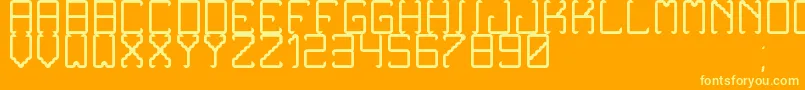 NoxtreyAufTfbLight-fontti – keltaiset fontit oranssilla taustalla
