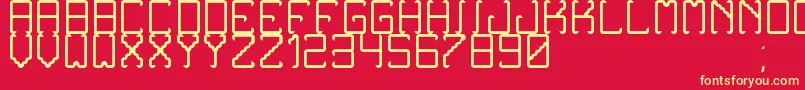 NoxtreyAufTfbLight-fontti – keltaiset fontit punaisella taustalla