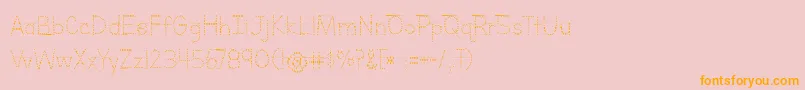 LettersForLearnersLinedDotsHattedJ-Schriftart – Orangefarbene Schriften auf rosa Hintergrund