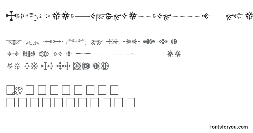 Шрифт WoodcutornamentsonesskRegular – алфавит, цифры, специальные символы