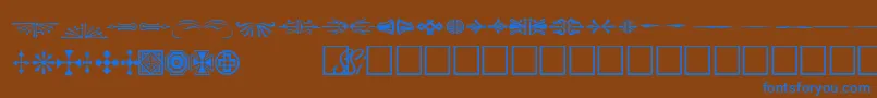 WoodcutornamentsonesskRegular-fontti – siniset fontit ruskealla taustalla