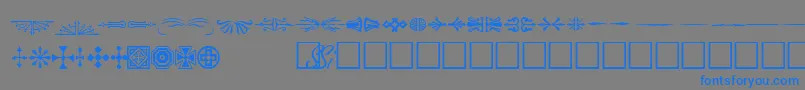Шрифт WoodcutornamentsonesskRegular – синие шрифты на сером фоне