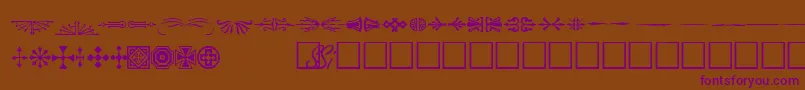 Czcionka WoodcutornamentsonesskRegular – fioletowe czcionki na brązowym tle