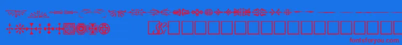 WoodcutornamentsonesskRegular Font – Red Fonts on Blue Background