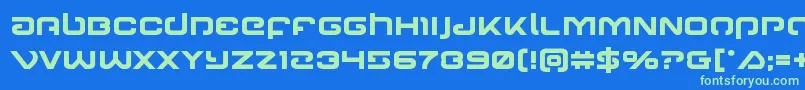 Gunrunnerbold Font – Green Fonts on Blue Background