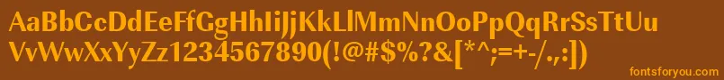 フォントUrwimperialtextbolextnar – オレンジ色の文字が茶色の背景にあります。