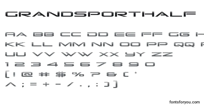 Schriftart Grandsporthalf – Alphabet, Zahlen, spezielle Symbole