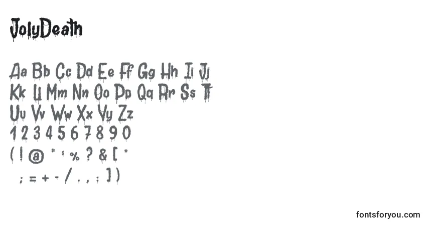 Schriftart JolyDeath – Alphabet, Zahlen, spezielle Symbole