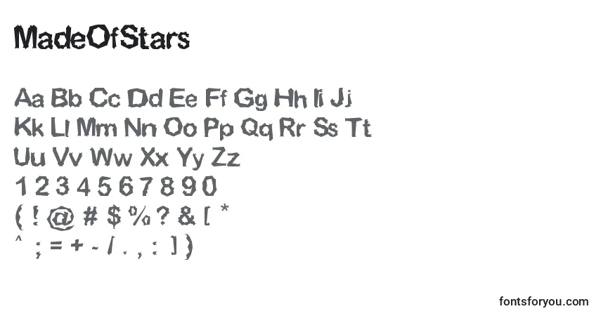A fonte MadeOfStars – alfabeto, números, caracteres especiais