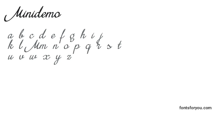 Czcionka Minidemo – alfabet, cyfry, specjalne znaki