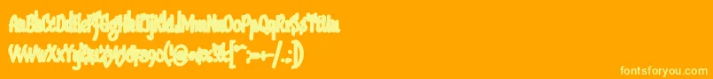 Sudegnakno3a-Schriftart – Gelbe Schriften auf orangefarbenem Hintergrund