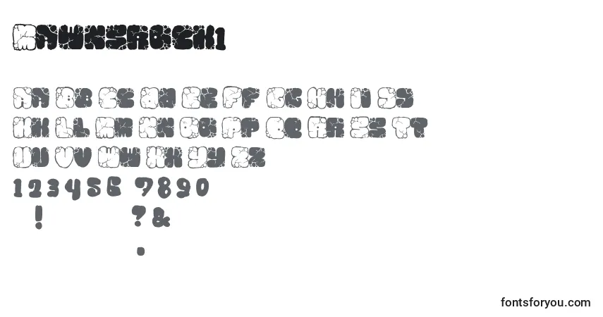 Czcionka Mawnsrock1 – alfabet, cyfry, specjalne znaki