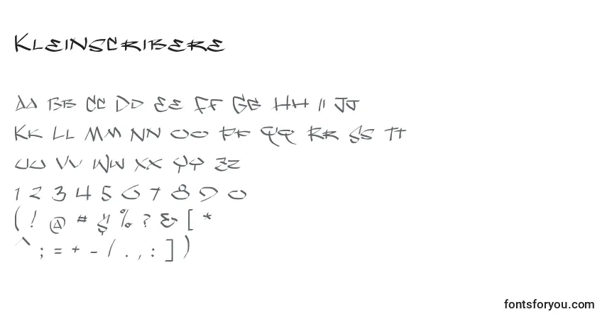 Czcionka Kleinscribere – alfabet, cyfry, specjalne znaki