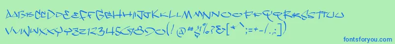 Kleinscribere Font – Blue Fonts on Green Background